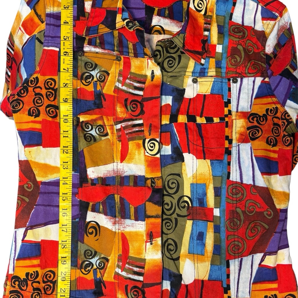 Kaktus Multicolor Abstract Button Down Shacket - Picture 8 of 11